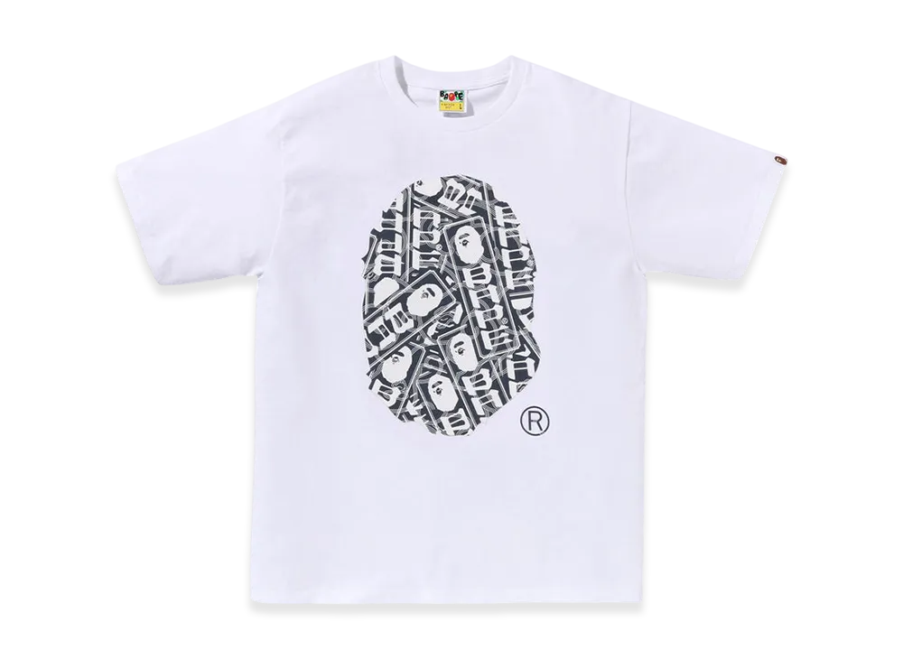 A BATHING APE Japanese Cloud Camo Label Tee "White"