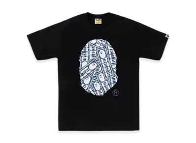 A BATHING APE Japanese Cloud Camo Label Tee "Black"