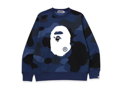 A BATHING APE Mega Color Camo Big Ape Head Crewneck Sweatshirt "Navy"