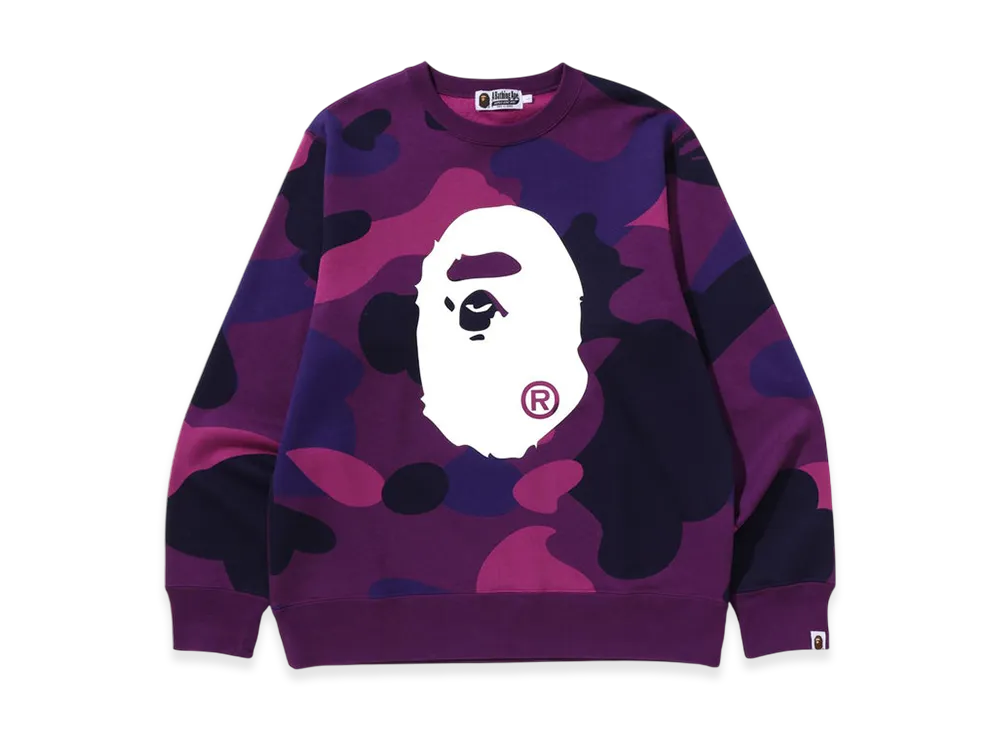 A BATHING APE Mega Color Camo Big Ape Head Crewneck Sweatshirt "Purple"