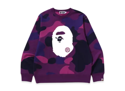 A BATHING APE Mega Color Camo Big Ape Head Crewneck Sweatshirt "Purple"