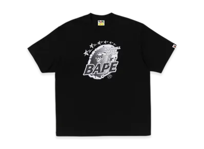 A BATHING APE Metal Ape Head Relaxed Fit Tee "Black"