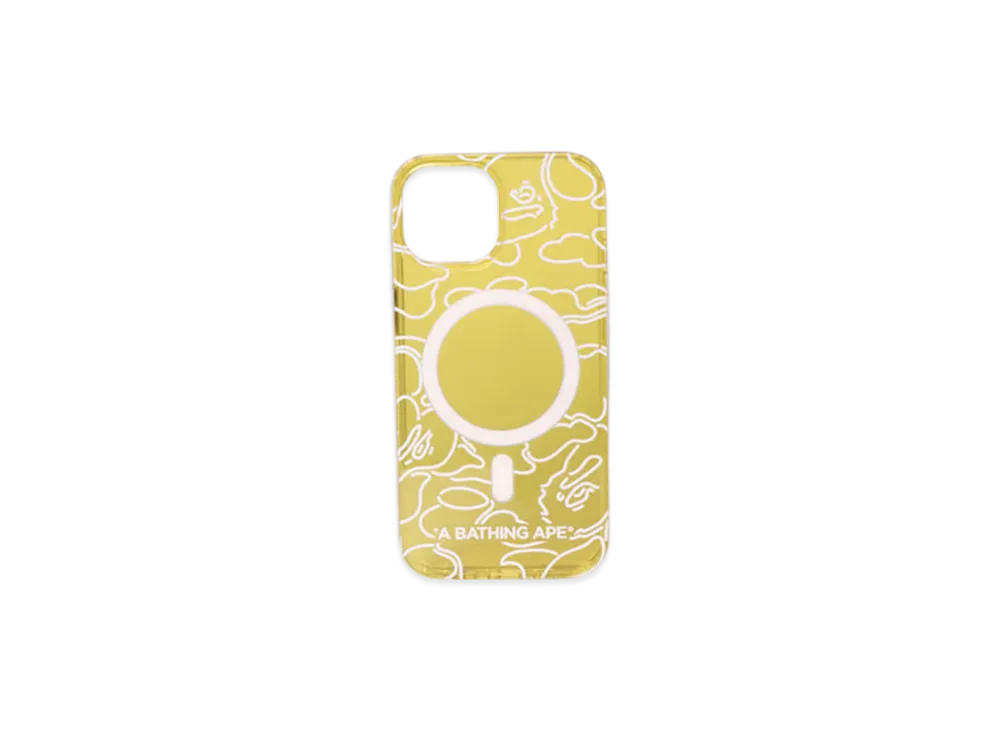 A BATHING APE Neon Camo Iphone 15 Clear Case "Orange"