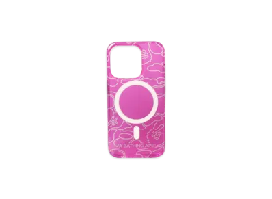 A BATHING APE Neon Camo Iphone 15 Pro Clear Case "Pink"