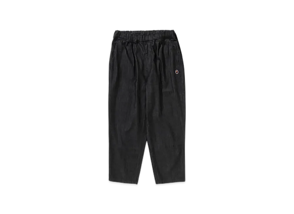A BATHING APE One Point 1 Pleat Elasticated Denim Pants "Black"