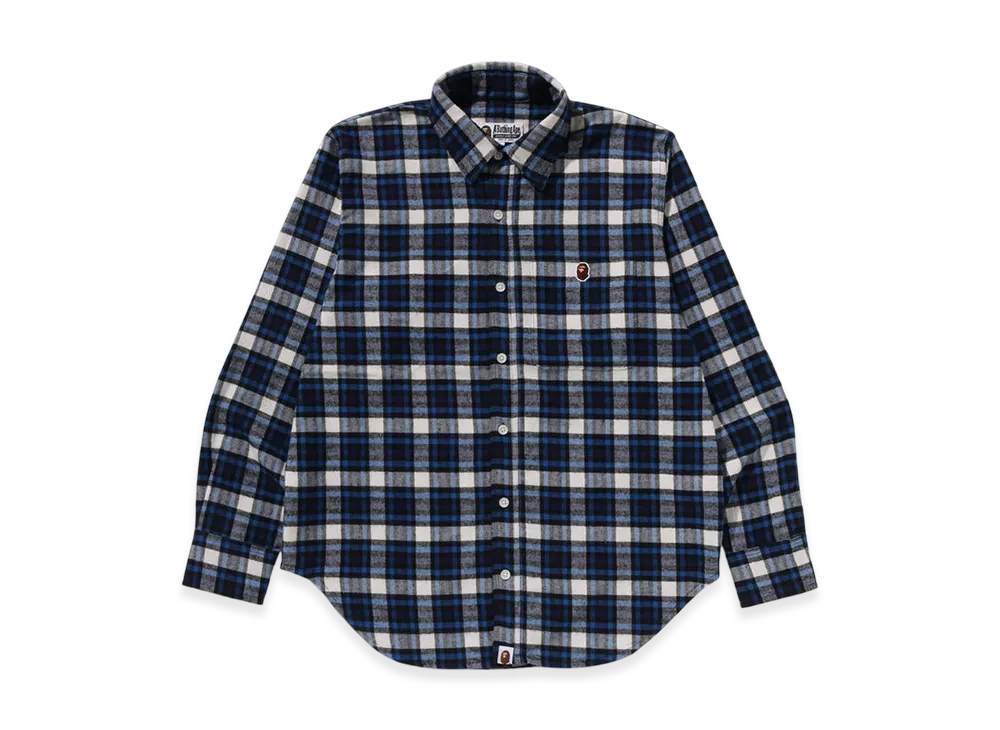 A BATHING APE One Point Check Shirt Bapec "Blue"