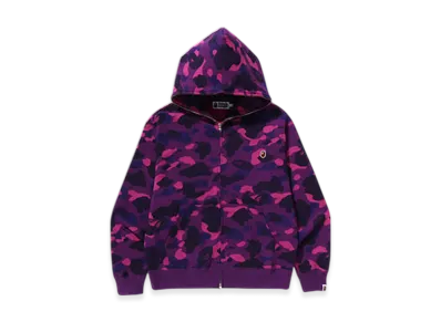 A BATHING APE One Point Color Camo Cropped Full Zip Hoodie "Purple"