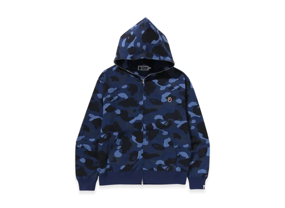 A BATHING APE One Point Color Camo Cropped Full Zip Hoodie "Navy"