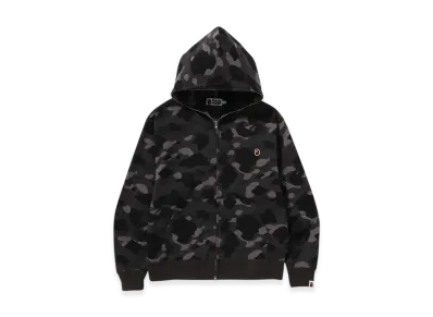A BATHING APE One Point Color Camo Cropped Full Zip Hoodie "Black"