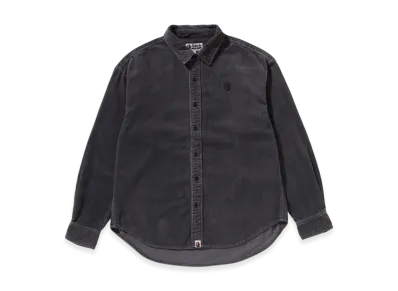 A BATHING APE One Point Flannel Check LS Shirt "Charcoal"