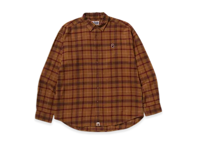 A BATHING APE One Point Flannel Check LS Shirt "Beige"