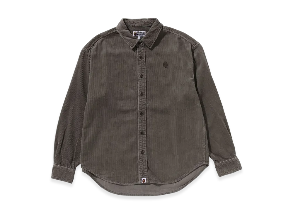 A BATHING APE One Point Heavy Washed Corduroy LS Shirt "Olive Drab"