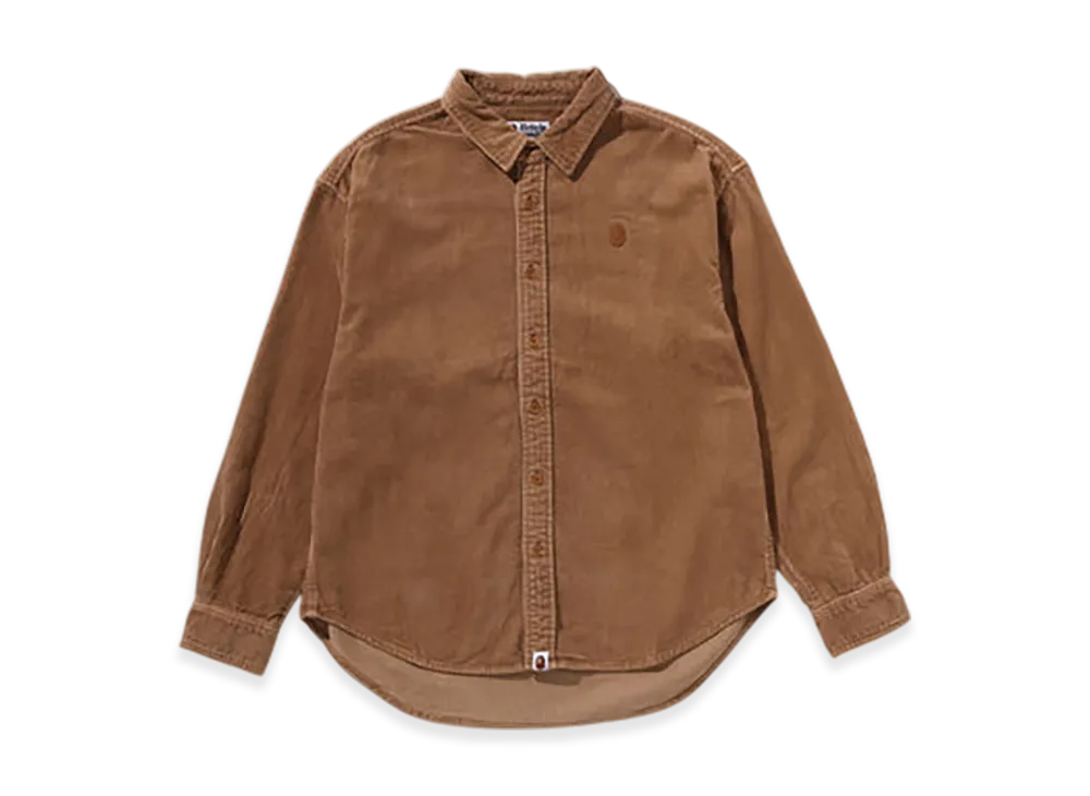 A BATHING APE One Point Heavy Washed Corduroy LS Shirt "Beige"