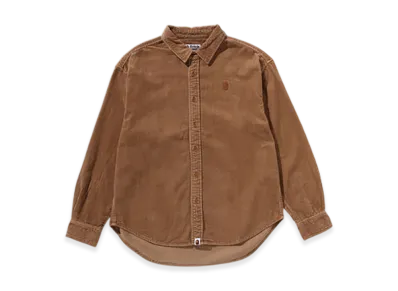 A BATHING APE One Point Heavy Washed Corduroy LS Shirt "Beige"