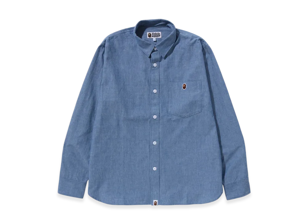 A BATHING APE One Point Relaxed Fit Chambray Shirt "Indigo"