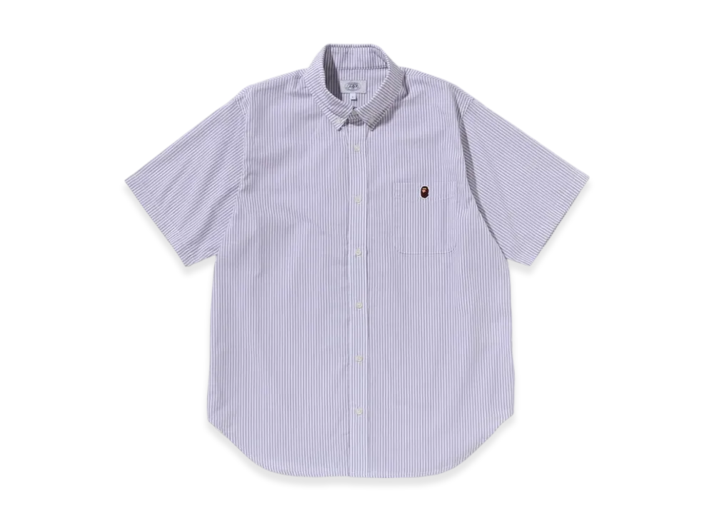 A BATHING APE One Point Stripe BD Shirt "White"
