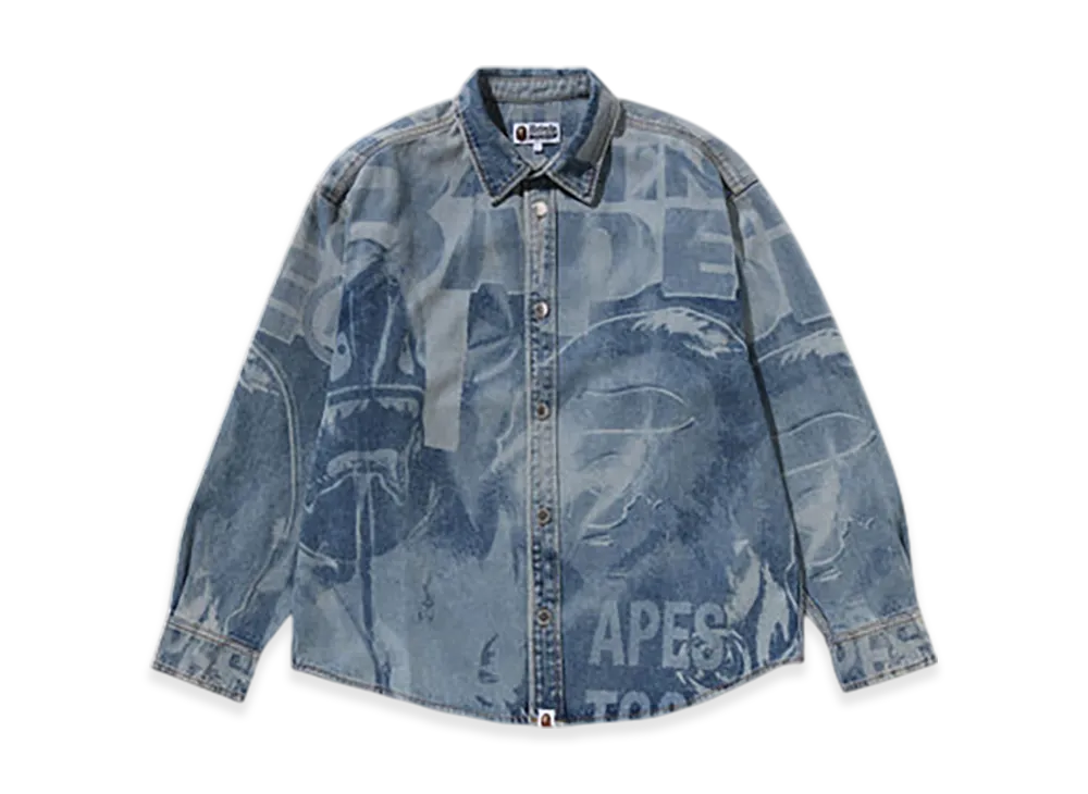 A BATHING APE Overall Lasered Denim LS Shirt "Lightindi"