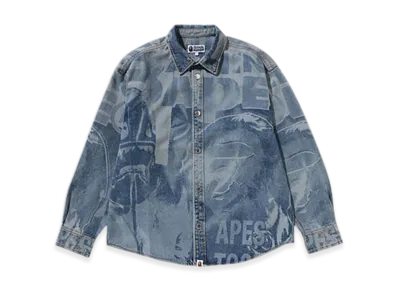 A BATHING APE Overall Lasered Denim LS Shirt "Lightindi"
