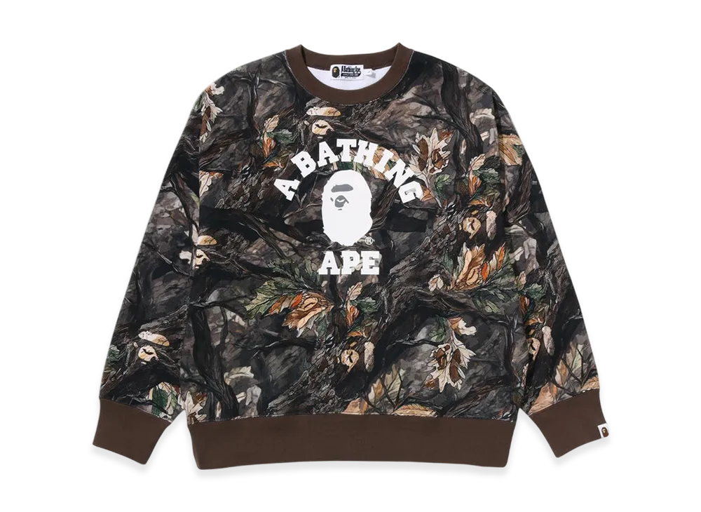 A BATHING APE College Relaxed Fit Crewneck Sweatshirt "Brown"