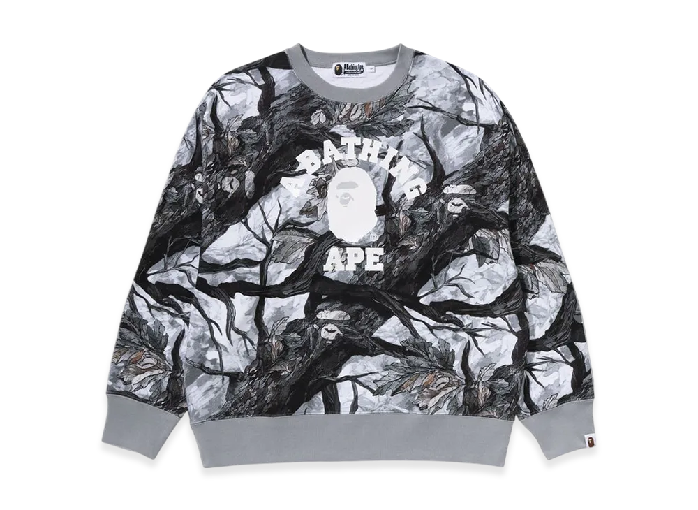 A BATHING APE College Relaxed Fit Crewneck Sweatshirt "White"