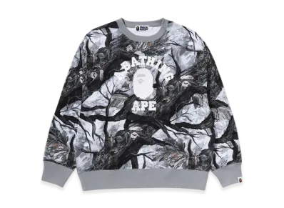 A BATHING APE College Relaxed Fit Crewneck Sweatshirt "White"