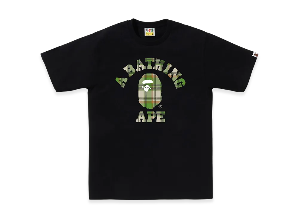 A BATHING APE Bape Check College Tee "Black/Green"