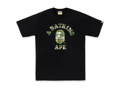 A BATHING APE Bape Check College Tee "Black/Green"