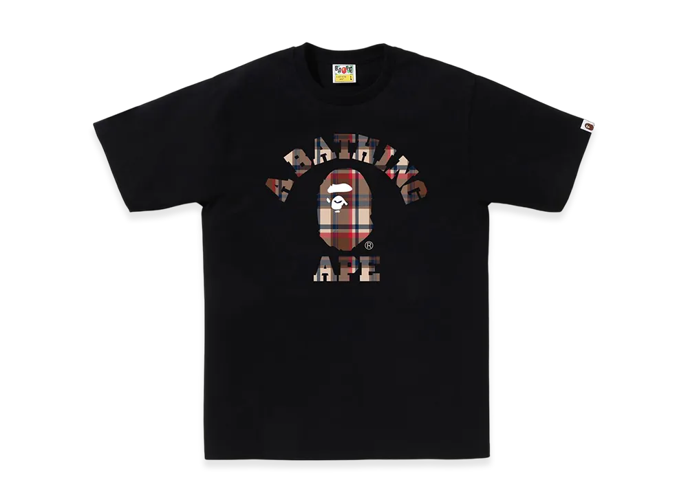 A BATHING APE Bape Check College Tee "Black/Red"