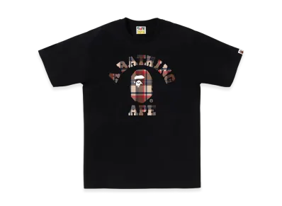 A BATHING APE Bape Check College Tee "Black/Red"