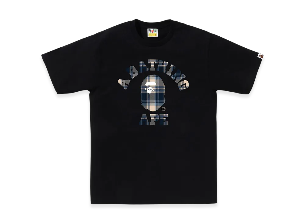 A BATHING APE Bape Check College Tee "Black/Blue"