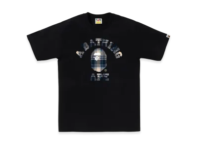 A BATHING APE Bape Check College Tee "Black/Blue"