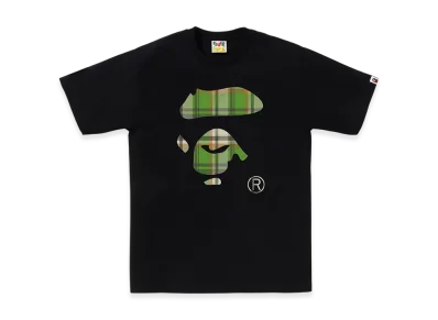 A BATHING APE Bape Check Ape Face Tee "Black/Green"