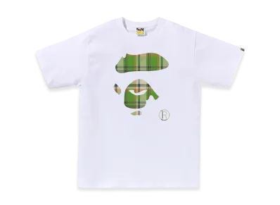 A BATHING APE Bape Check Ape Face Tee "White/Green"