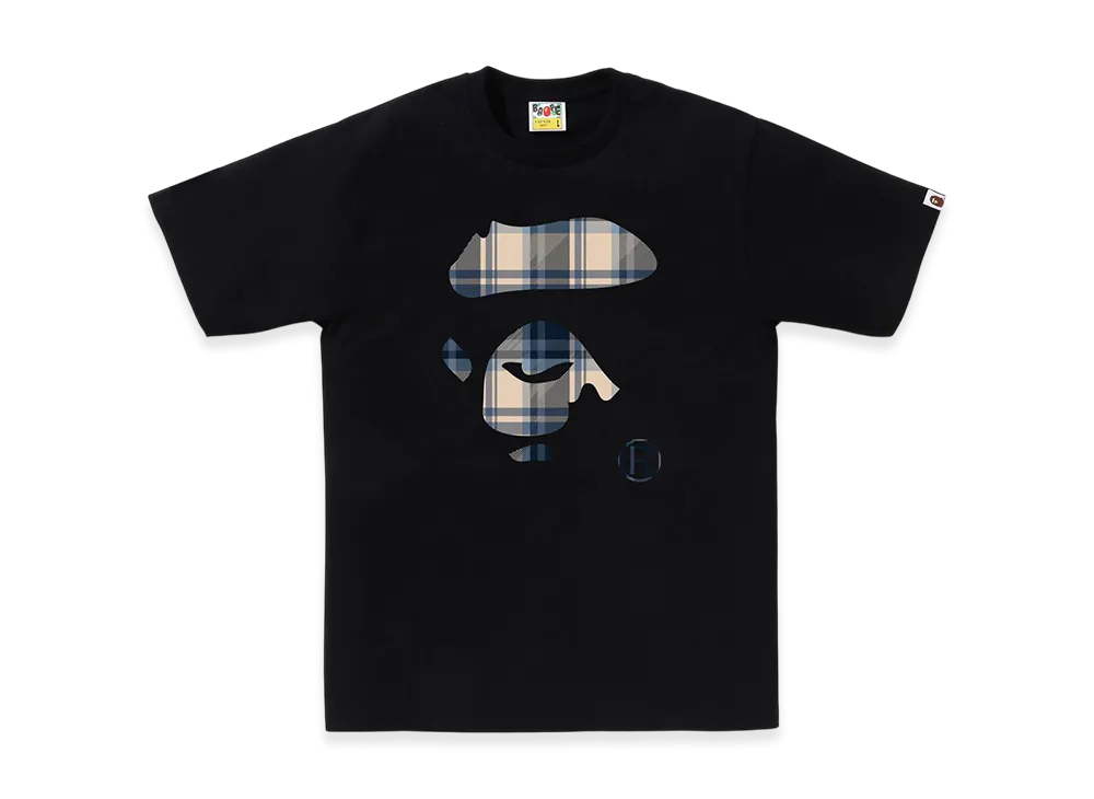 A BATHING APE Bape Check Ape Face Tee "Black/Blue"