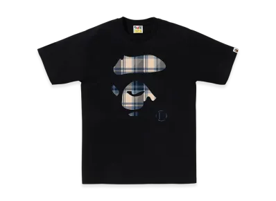 A BATHING APE Bape Check Ape Face Tee "Black/Blue"