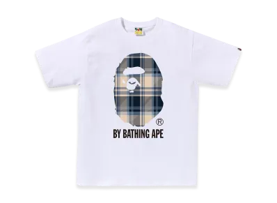 A BATHING APE Bape Check By Bathing Ape Tee "White/Blue"
