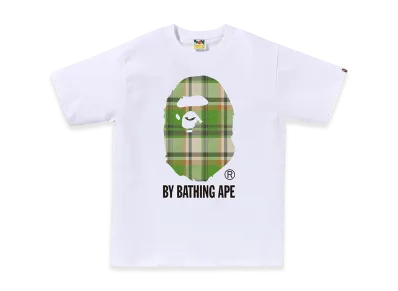 A BATHING APE Bape Check By Bathing Ape Tee "White/Green"