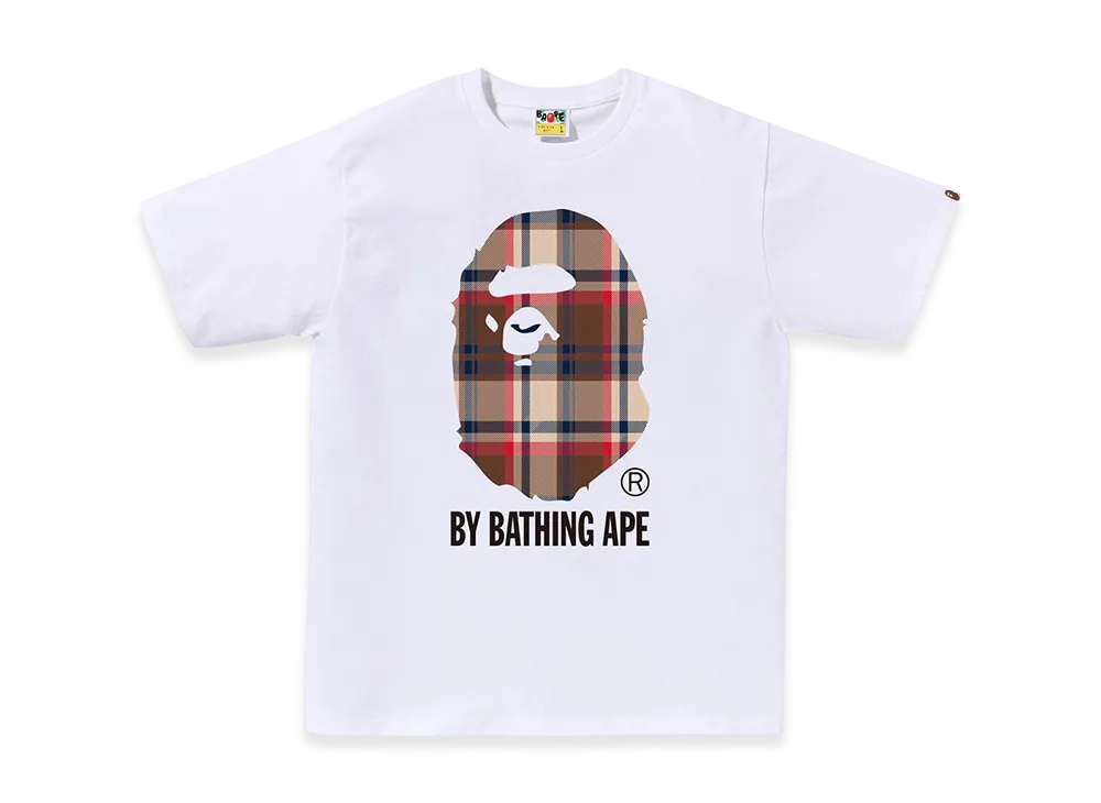 A BATHING APE Bape Check By Bathing Ape Tee "White/Red"