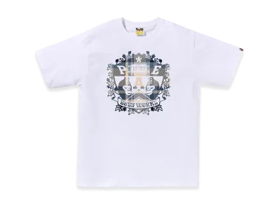 A BATHING APE Bape Check University Emblem Tee "White/Blue"