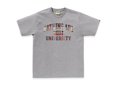 A BATHING APE Bape Check University College Logo Tee "Gray/Red"