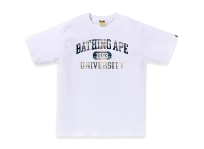 A BATHING APE Bape Check University College Logo Tee "White/Blue"