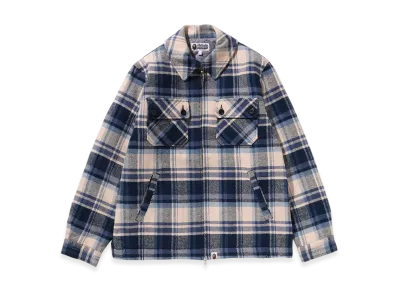 A BATHING APE Bape Check Cpo Zip Jacket "Navy"