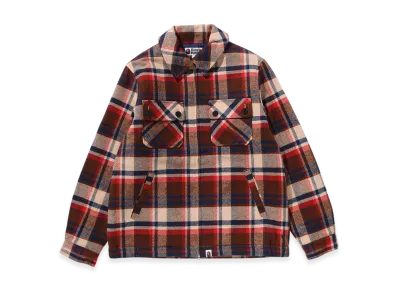 A BATHING APE Bape Check Cpo Zip Jacket "Red"