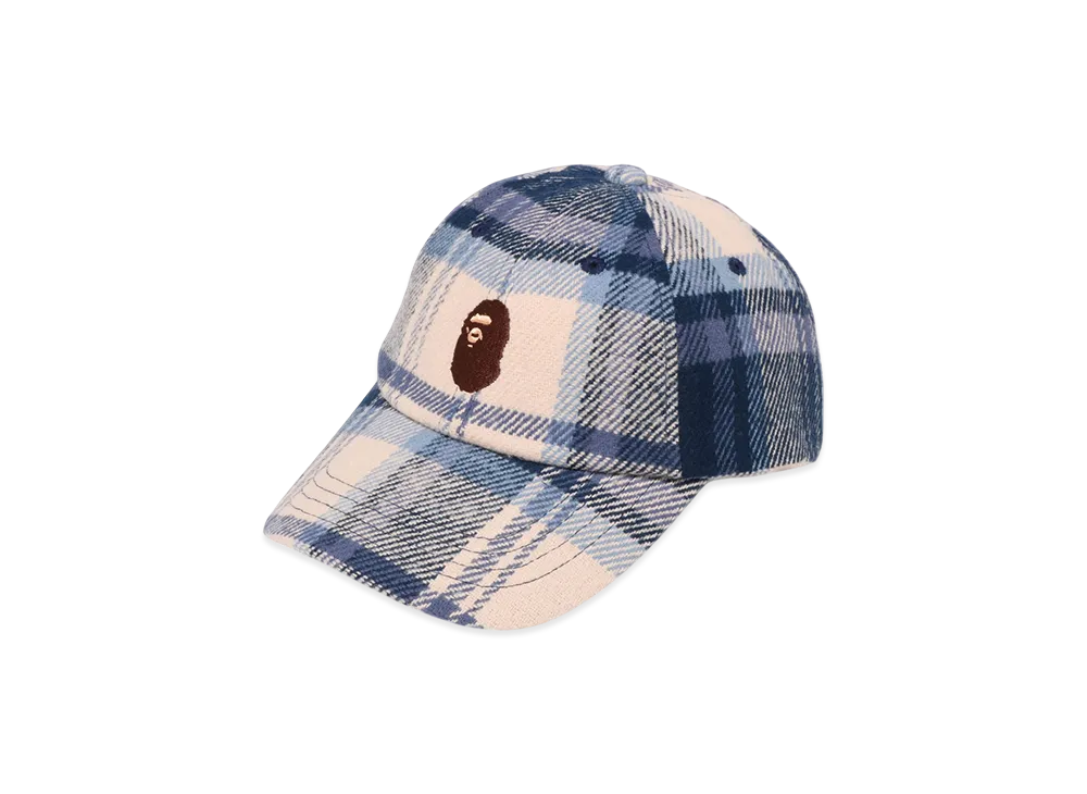 A BATHING APE Bape Check Panel Cap "Navy"