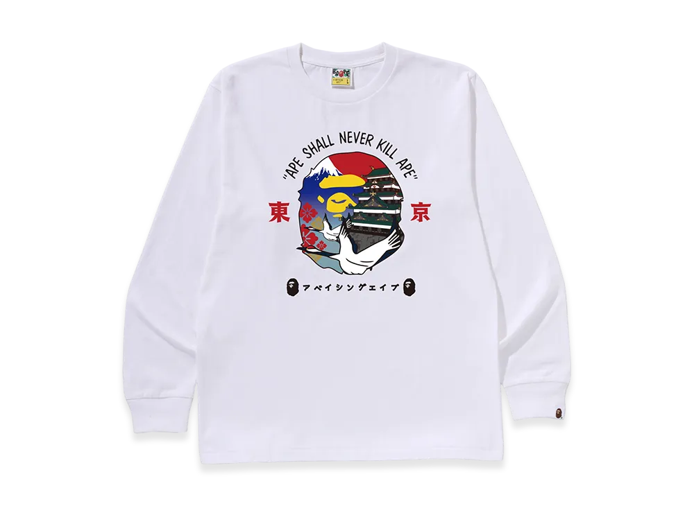 A BATHING APE Ape Head L/S Tee "White"