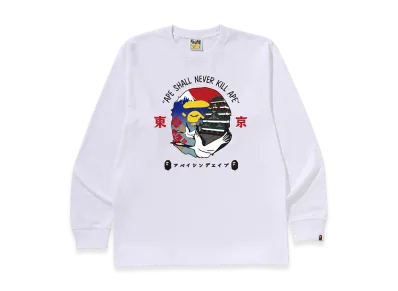 A BATHING APE Ape Head L/S Tee "White"