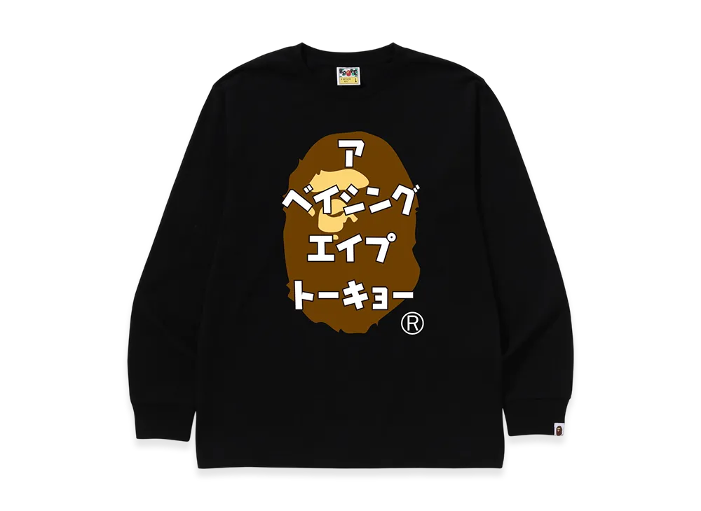 A BATHING APE Ape Head Katakana L/S Tee "Black"