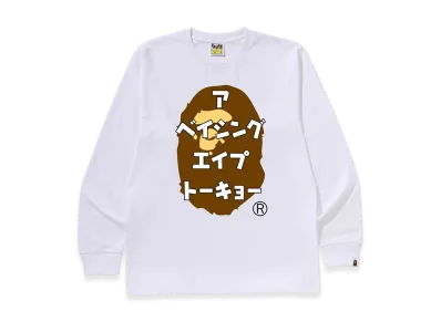 A BATHING APE Ape Head Katakana L/S Tee "White"