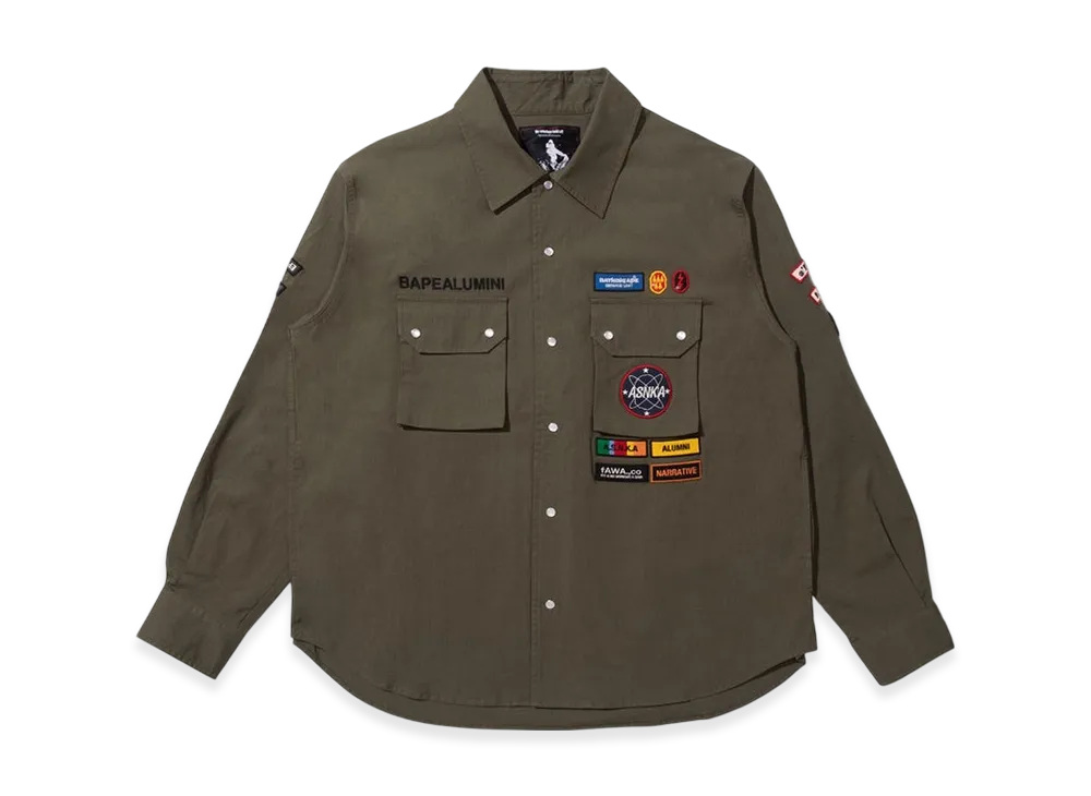A BATHING APE BY KAZUKI KURAISHI Multi Patch Military LS Shirt "Olivedrab"