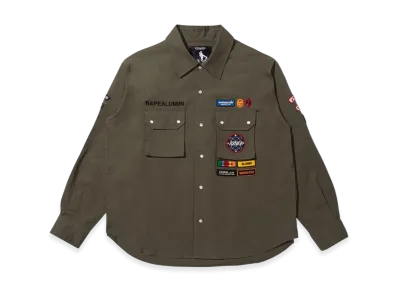 A BATHING APE BY KAZUKI KURAISHI Multi Patch Military LS Shirt "Olivedrab"